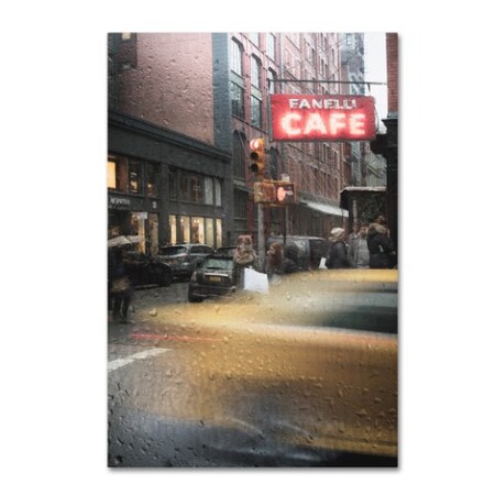 Moises Levy 'Cafe And Cab Rain' Canvas Art,12x19